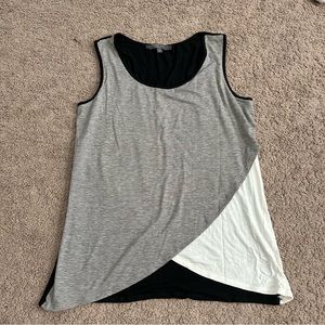 Essentials by Milano Gray Black White Color block Sleeveless tanktop Shirt Med